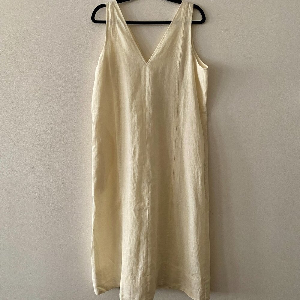 NWT Everlane The Linen V-Neck Midi Dress Size 6